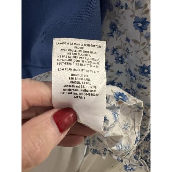 Anthropologie Blue Flutter Sleeve Layered Sweater Floral Contrast Sz 1x - Picture 8 of 10